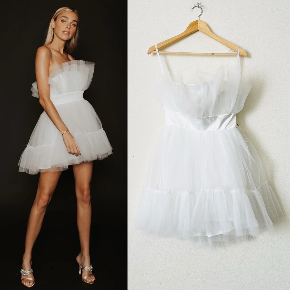 NWT Katie May SMALL Elle ivory tulle strapless mini bridal bachelorette dress